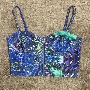 H&M Multicolor Zip Up Bustier Crop Top